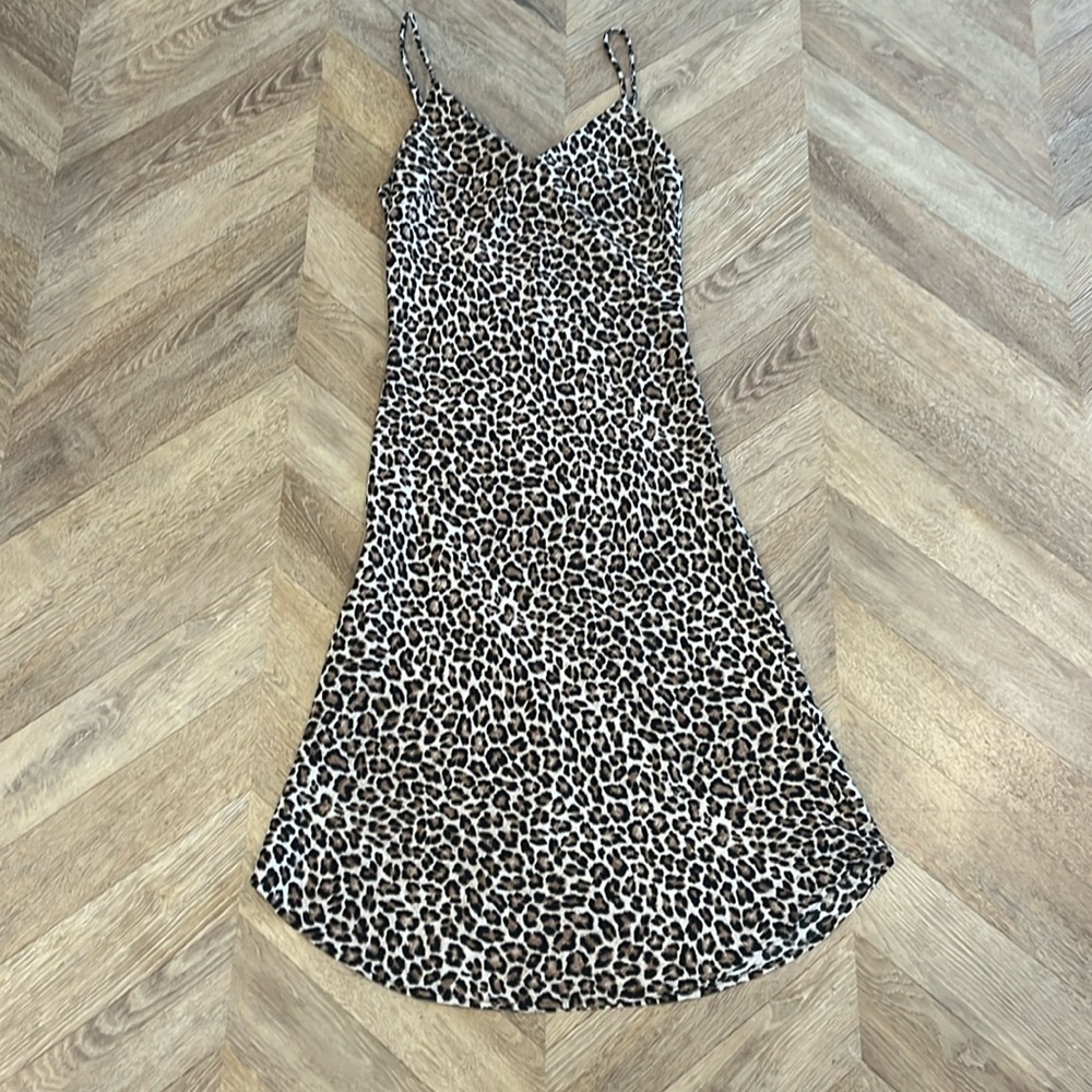 AUDREY 3+1 Dress Womens Sz Medium Brown Animal Print Slip dress - Picture 2 of 12